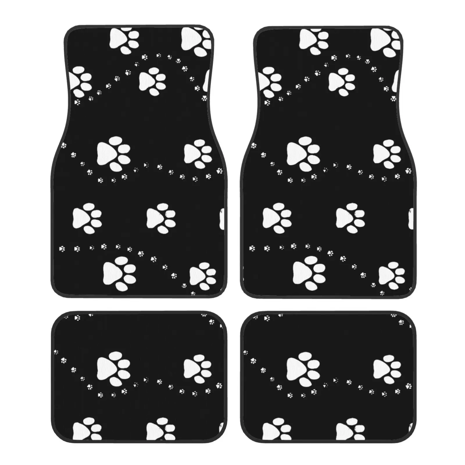 Animal Paw Print Pattern Car Floor Mat Front and Rear Carpet 4 Pieces Animal Print Suitable for All Car Floor Mats