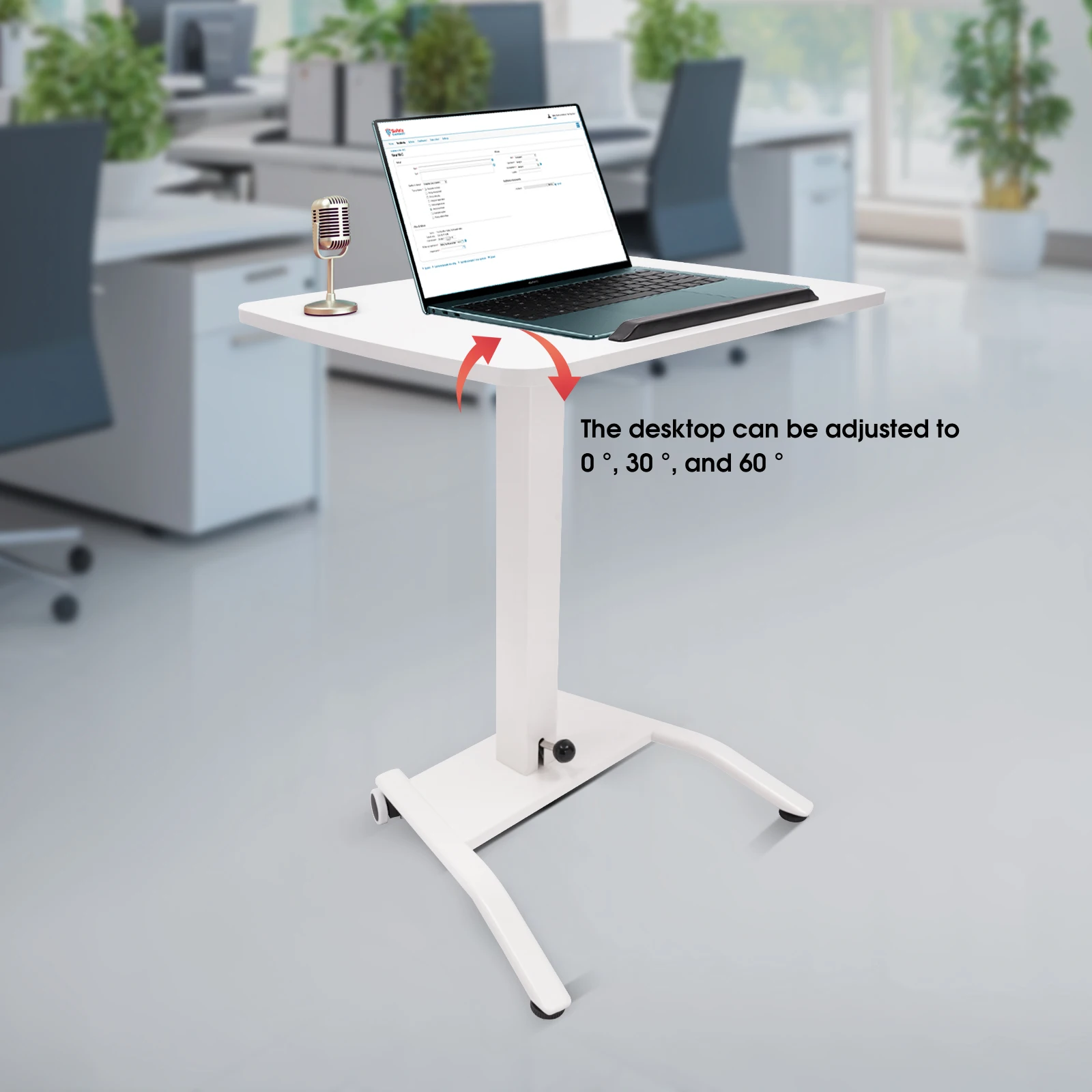 

Adjustable Rolling Desk 26.46lbs Capacity Standing Lifting Laptop Table Study Desk with Lockable Wheels for Home Office