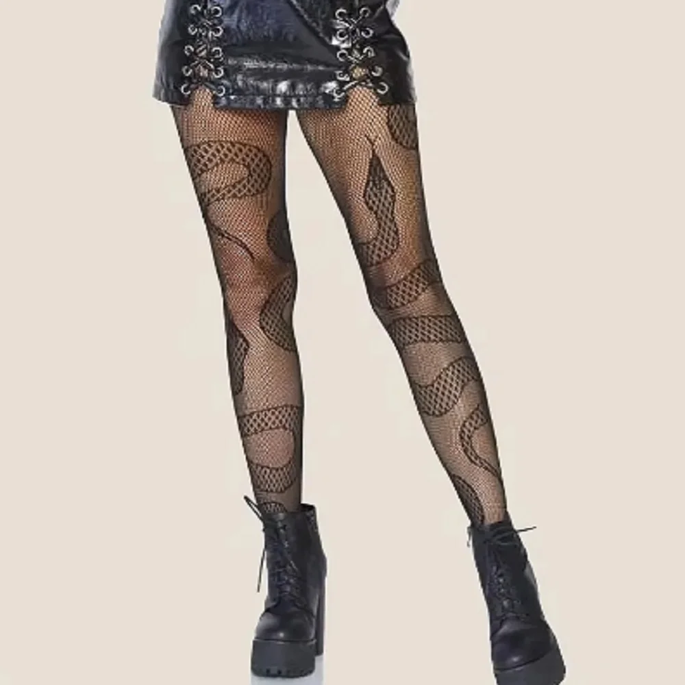 Snake Tights Women Anime Pantyhose Black Mesh Fishnet Stockings Sexy Harajuku Hosiery Large Lolita G Tights Gothic Clothes 1pair