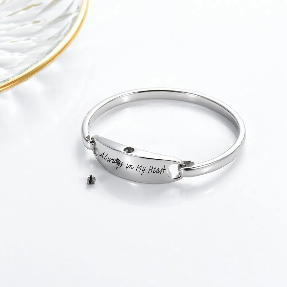 Stainless Steel Urn Bracelet Customize Cremation Bracelets Ashes Memorial For Human/Pet Ashes Keepsake Woman Bangle Jewelry