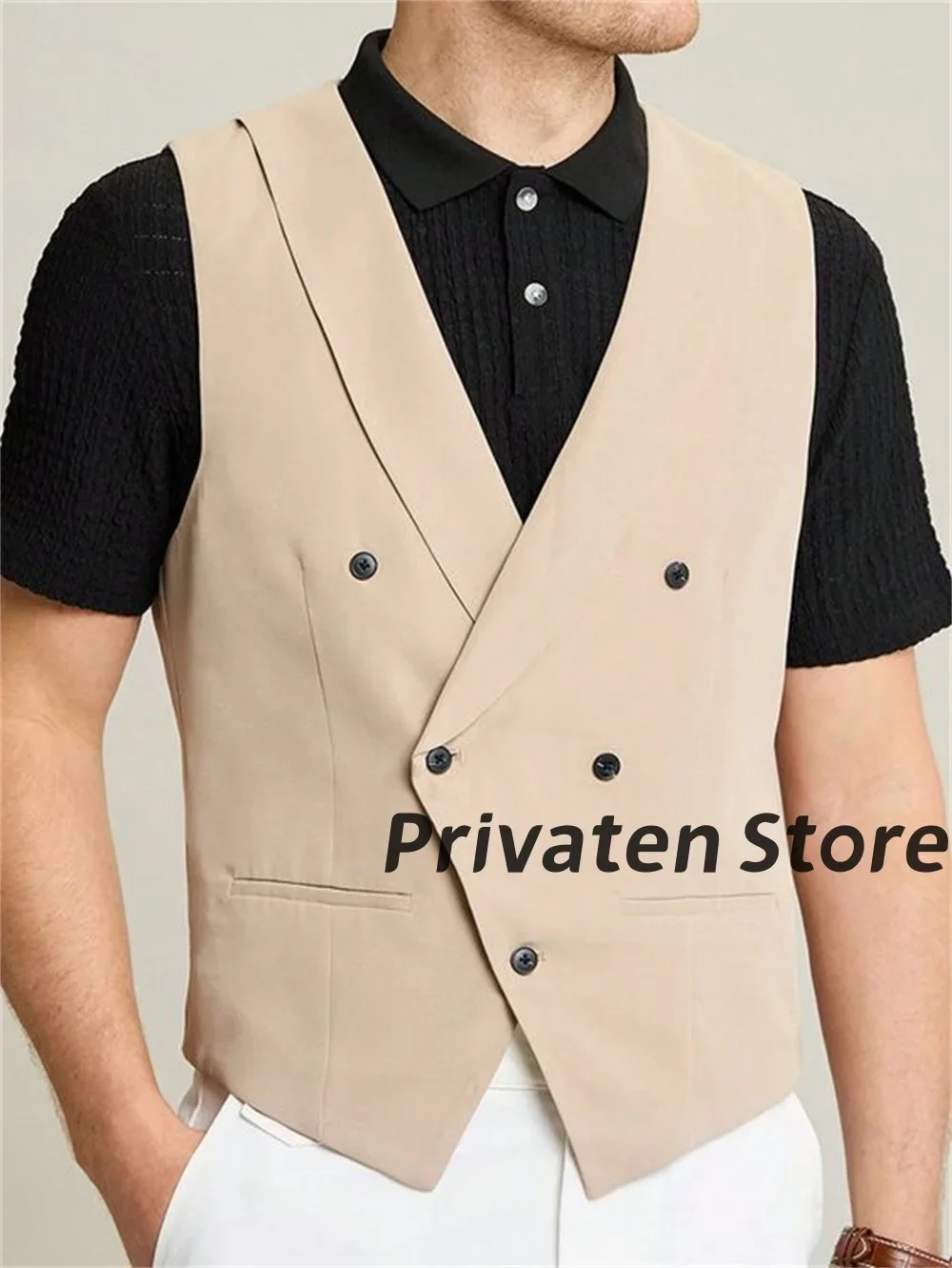 

Vest For Men Shawl Collar Linen Fabric 5-Button Casual Summer Waistcoat Cool and Comfortable Male Clothing 여름 조끼