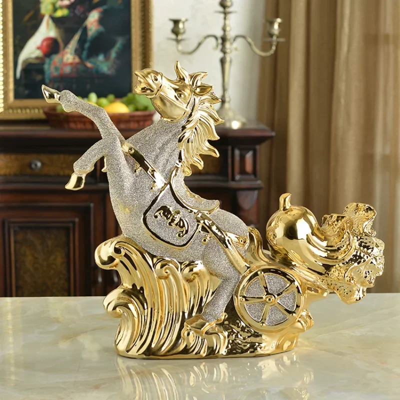 

European-style luxury ceramic lucky horse ornaments crafts living room home accessories office decorations housewarming gifts