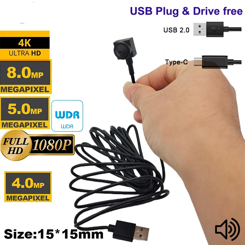 8MP 4K IMX179 5MP WDR 2K 4MP 2MP 30fps Mini USB Camera Webcam UVC OTG Audio&Video PC for Industry Machine Green Plant Research.