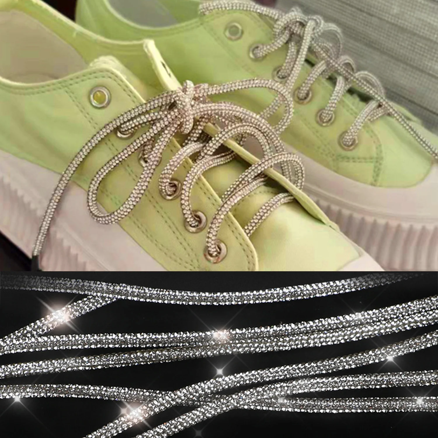 Lacet de chaussure en biscuits de luxe, cordon lumineux en diamant, tressage croisé, bracelet de proximité bricolage, cordon lumineux rond, 100cm, 1 paire, 2 pièces