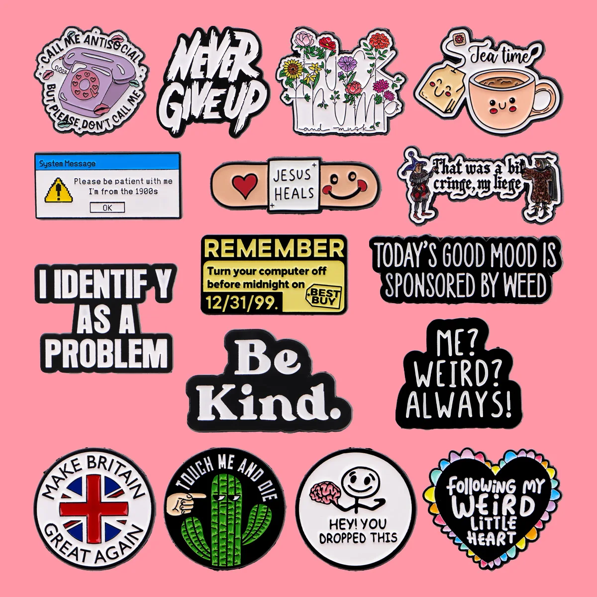 

Creativity Jesus Quotes Enamel Pins Flower Cartoon Brooch Lapel Pin Badge on Backpack Clothing Accessories Fashion Jewelry Gifts