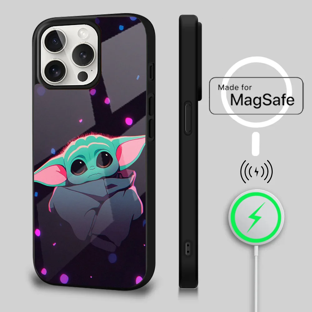 Cute Baby Y-Yoda Phone Case For iPhone 16 15 14 13 12 11 Plus,Pro,Max Mini Magsafe Magnetic Wireless Charging