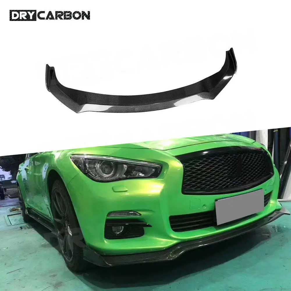 Forged Carbon Fiber Front Bumper Lip Spoiler for Infiniti Q50 Sport 2014-2017 Car Styling Body Kits Front Bumper Guard