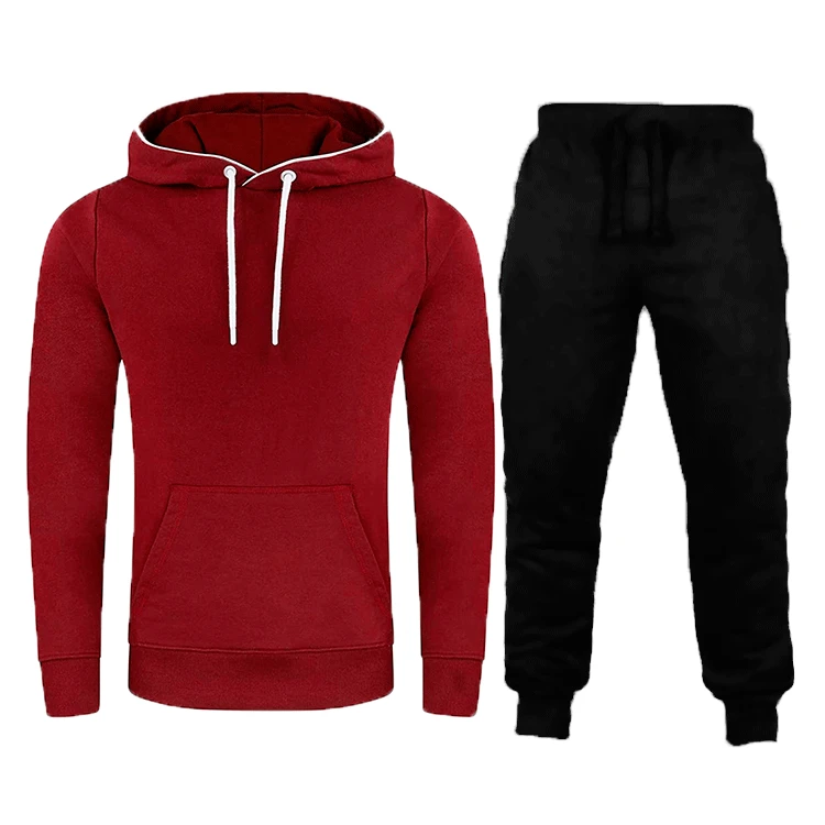 Sudaderas con capucha versátiles y a la moda para hombre, pantalones largos de Color sólido para otoño e invierno, conjunto de deportes al aire libre