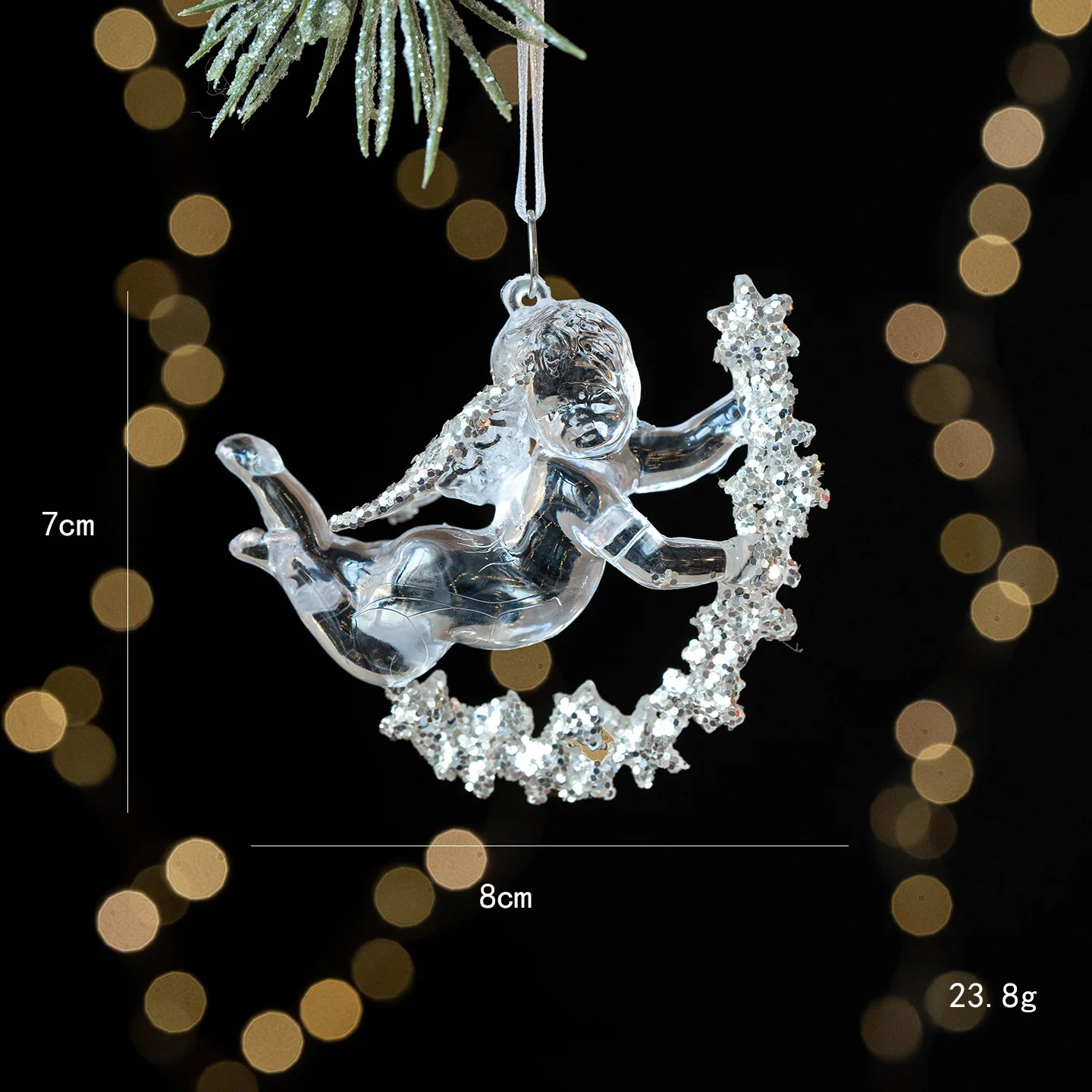 2026 New Year Christmas Tree Pendant Decoration Clear Acrylic Angel Deer  Light Luxury Hanging Ornament Christmas Decoration