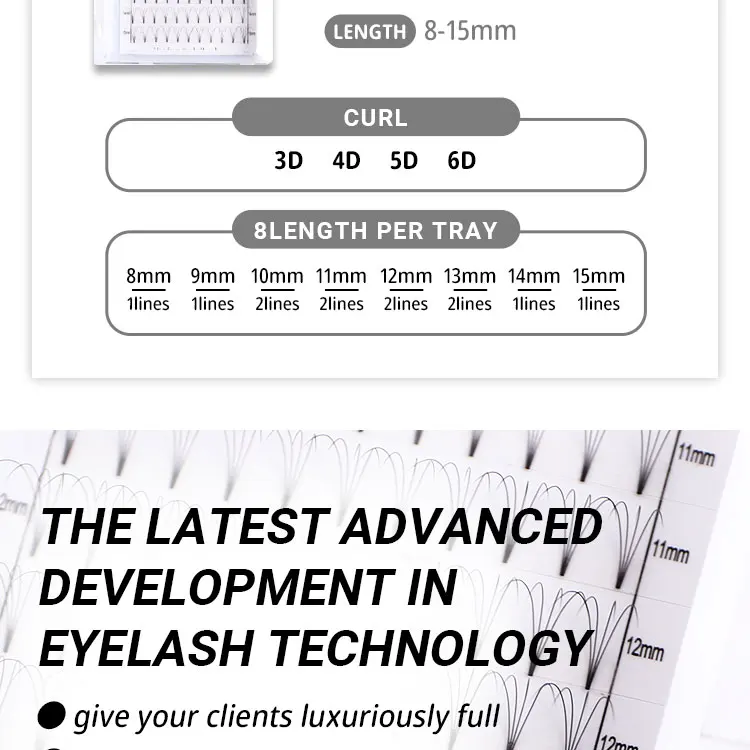 MDNG Eyelashes Premade Wide Fans 3d/4d/5d/6d/ Short Stem J  B C D Volume Professional Eyelash Extensions Faux Mink