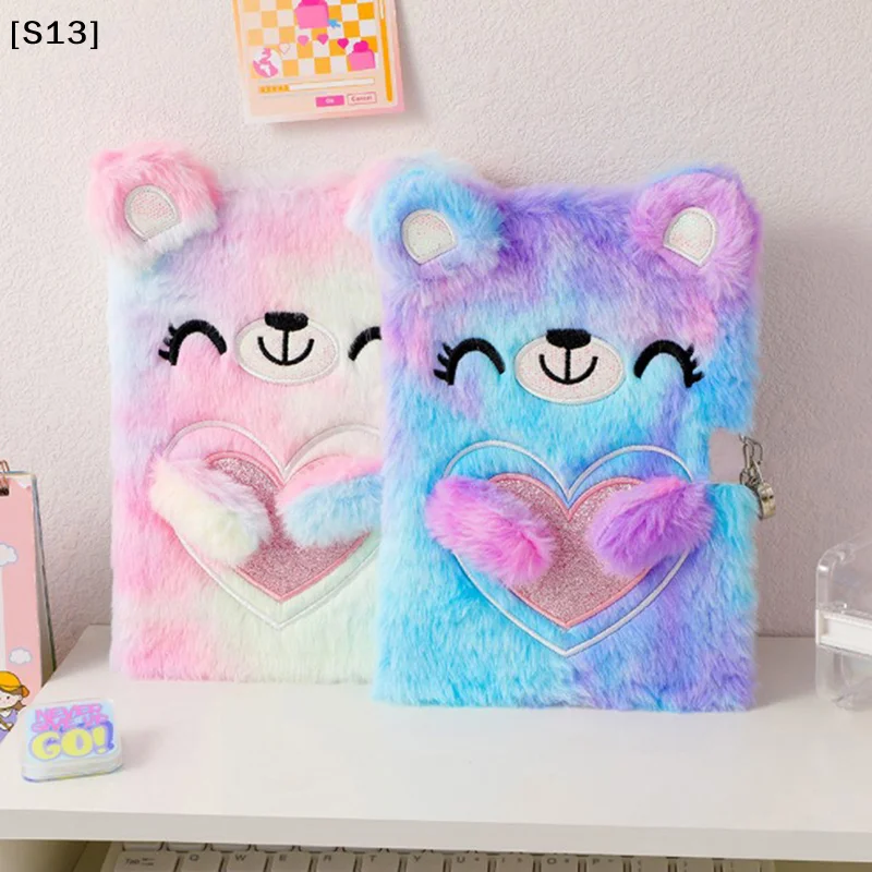 Cute Bear Notebook With Lock Kawaii Diary A5 Agenda Planner Organizer Wonderful Plush Note Book School ketchbook[S13]