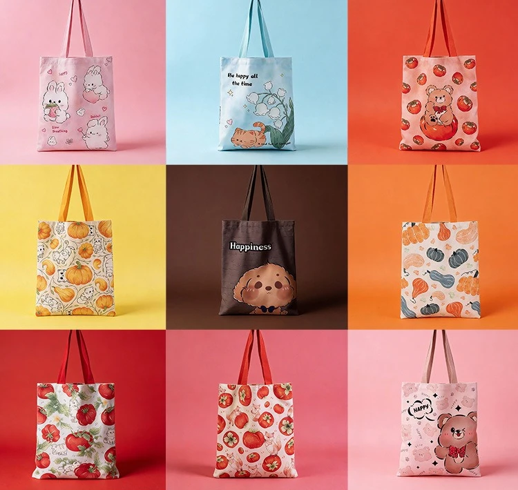 Custom High End Twill Velvet Canvas Handbag Wholesale Eco Reusable Shopping Shoulder Tote Bag Shopping Bag