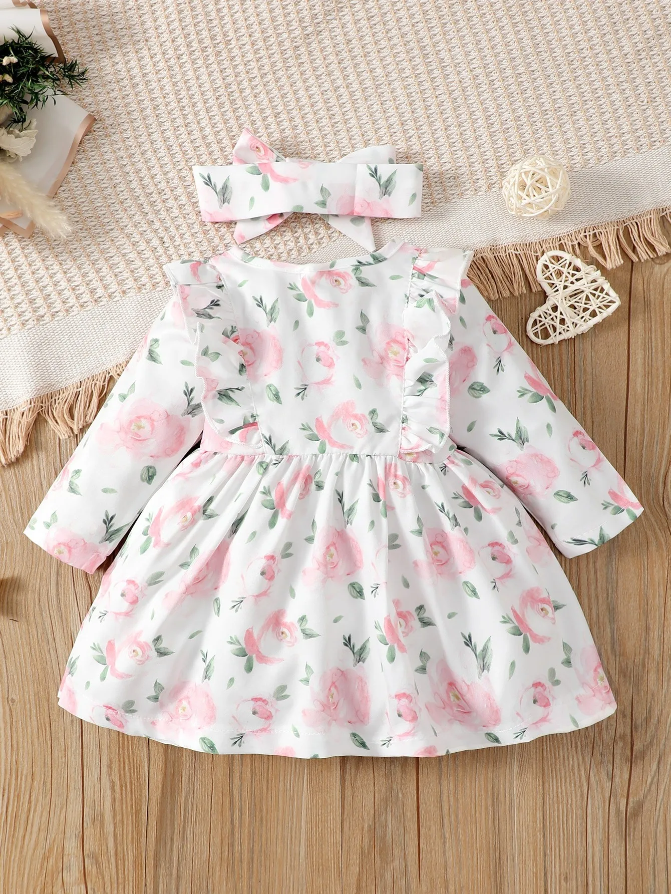 Sweet baby girl print lovely long sleeve dress