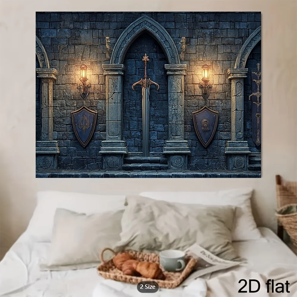 Grand Gothic Tapestry Wall Hanging Medieval Castle Architecture Decor Fantasy Style Loft Art Polyester Tapestry Poster Print
