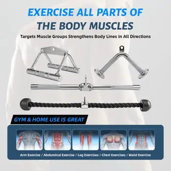 三頭肌下壓和背闊肌下拉附件,帶有V型手柄旋轉桿的纜繩器械配件,三頭肌繩索V型桿 10 最佳銷售 健身纜繩附件 - №3