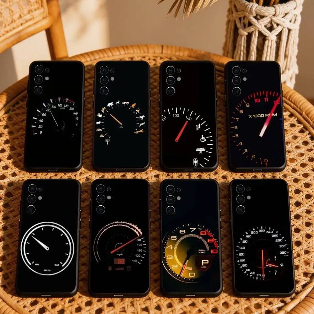 C-Cool S-Speedometer Phone Case For Samsung S25,S24,S21,S22,S23,S30,Ultra,S20,Plus,Fe,Soft Silicone Black Cover