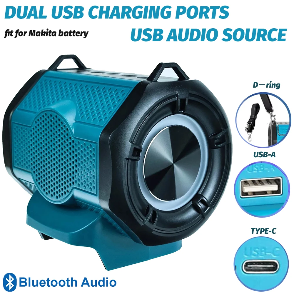 

Bluetooth-динамик для аккумулятора Makita 18 В LXT, небольшой беспроводной динамик мощностью 30 Вт для рабочих объектов, дома и вечеринок (батарея в комплект не входит)