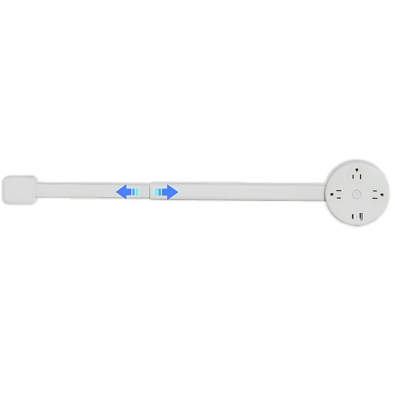 ABKO-Extensor de toma de corriente para uso doméstico y de oficina Stick-180 °   Rotación, longitud extensible (22 "- 27") con puertos USB-C y USB-A-enchufe estadounidense