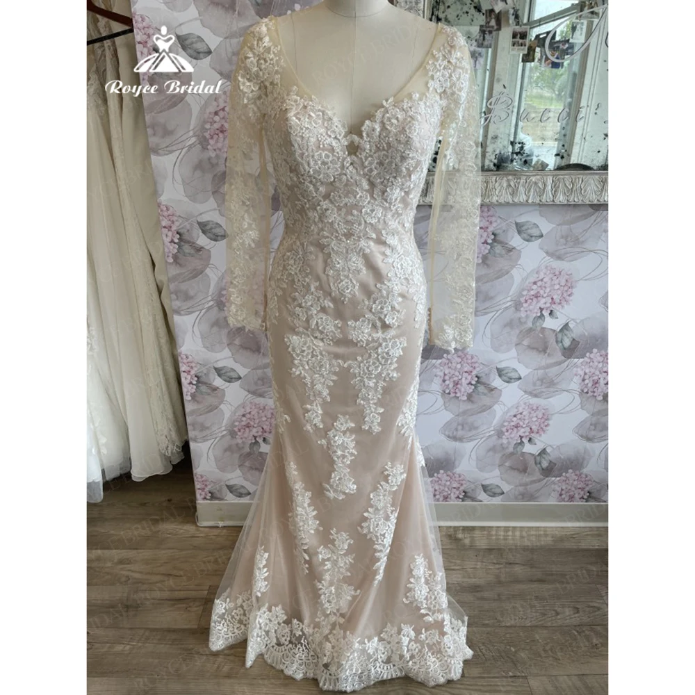 V Neck Boho Lace A-Line Appliques Wedding Dresses Court Train Bride Dress Wedding Backless Gowns Cheap Wedding Party Dress