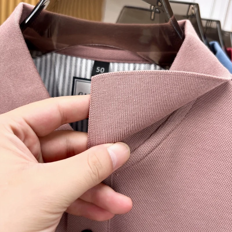 100% Baumwolle Herren Langarm-Poloshirt mit Kragen und Knöpfen, Exquisitem Musterdruck, Neues Herbst-Poloshirt, Business Casual Herrenbekleidung – Detail 5