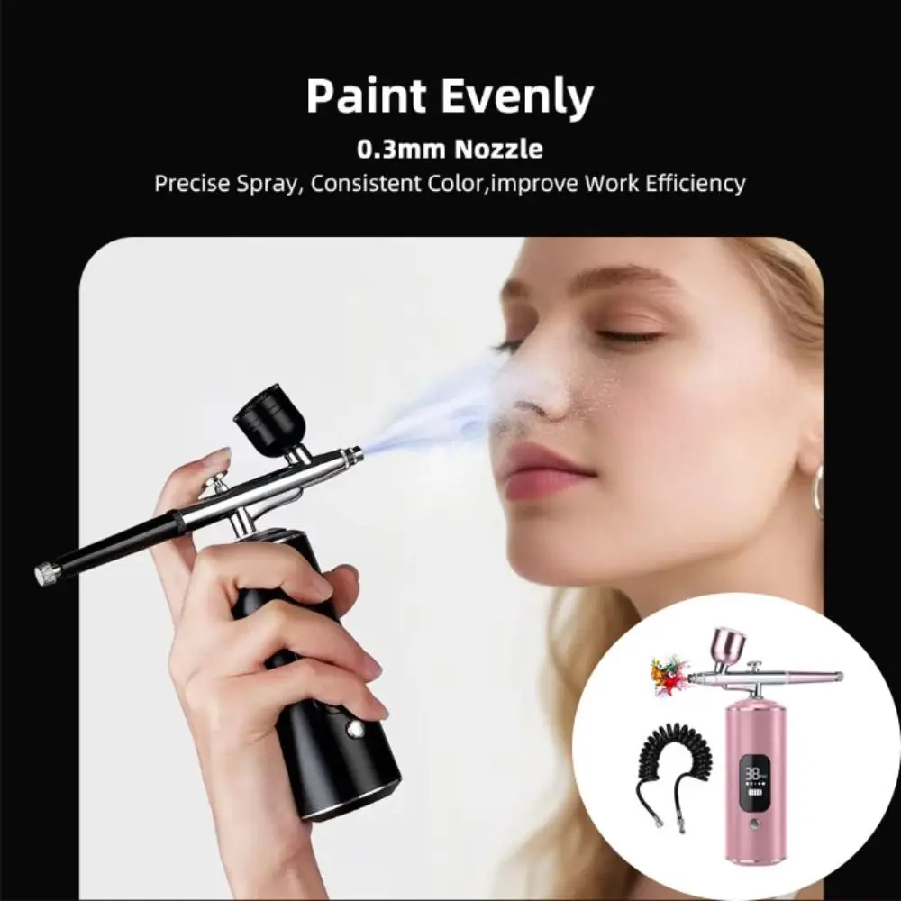 Portable Air Brush Compressor High-pressure Handheld Airbrush Pen Integrated Display Screen Airbrush Nail Compressor Home Use