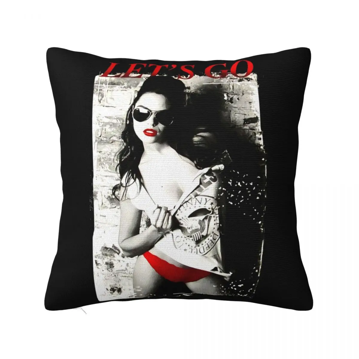 Vip Amplified Pin Ups Hey You Lets Go Lingerie Rock Star Vintage Xxl 58 Pillow Case