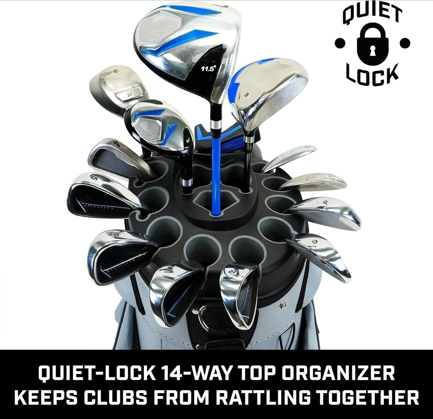 ZZZ Vault Golf Cart Bag - Quiet-Lock 14 Way Club Divider