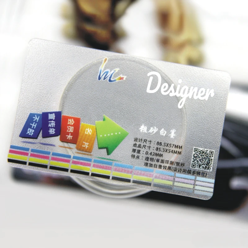 Cartão de visita transparente personalizado grátis em pvc, impressão colorida, logotipo personalizado, cartão de agradecimento, design grátis, 0.38mm
