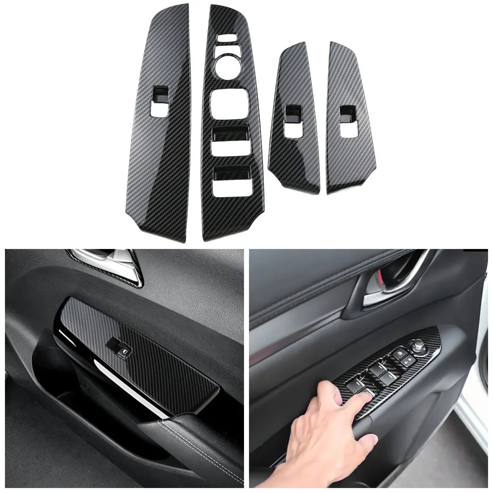 

Imitation Carbon Fiber Crafted Window Lift Switch Button Cover Trim Frame Ideal Interior Upgrade for KIA Morning 2021 - 2023 LHD
