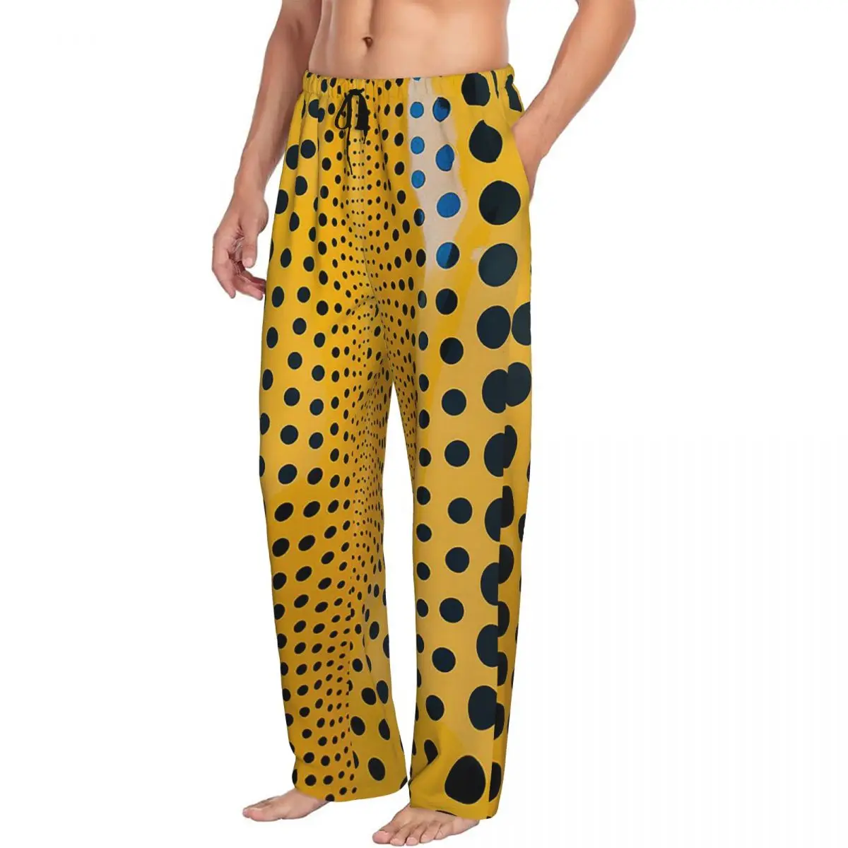 Custom Yayoi Kusama Abstract Painting Pajama Pants Men Sleepwear Sleep Lounge Bottoms with Pockets