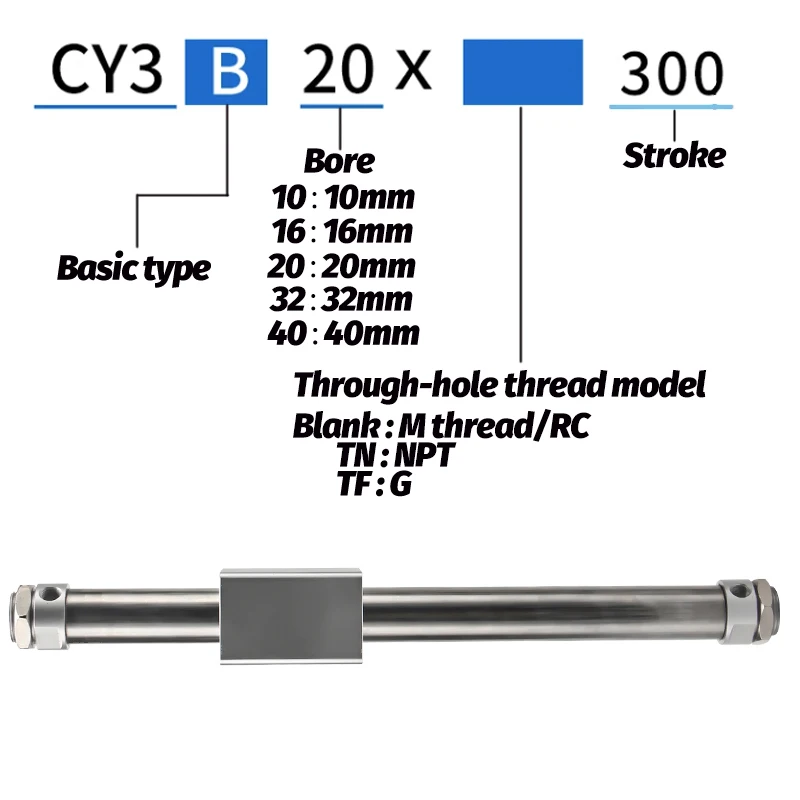 Imagem -05 - Acoplador Magnético Pneumático Pequeno Rod Pequeno Menos Cilindro tipo de Smc Cy3b Cy3b10 15 20 25 32 40 50 6350 100 150 200 250 300 350 400 450