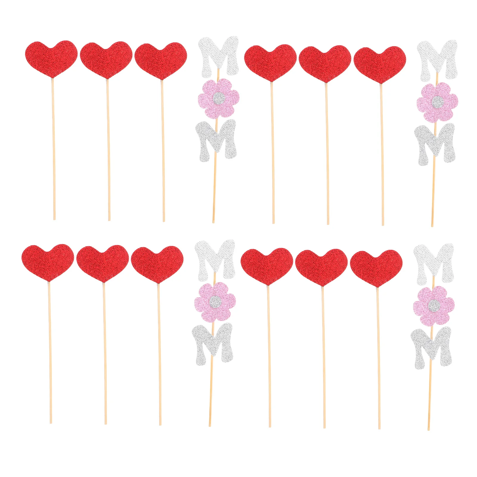 

20pcs Cake Decorating Picks Birthday Mother's Day Cupcake Toppers Heart Shaped Cake Decorations Sweetheart Signs