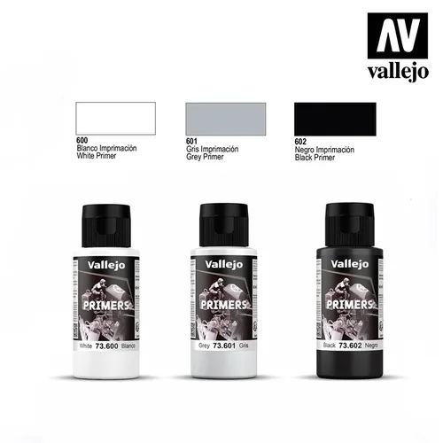 Vallejo Español AV Primer de suelo reposición de agua Ceniza blanca y negra Botella mediana 60 ml 73600 7360173602