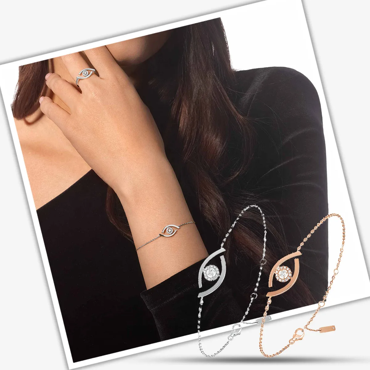 

MXK European and American luxury classic hollow devil's eye round diamond S925 silver exquisite bracelet