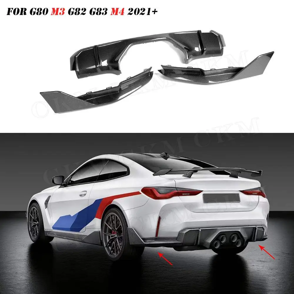 Dry Carbon Rear Diffuser Lip Spoiler Splitters for BMW G82 G83 M4 2021 UP M Style Car Bumper Guard Body Kits Accessories