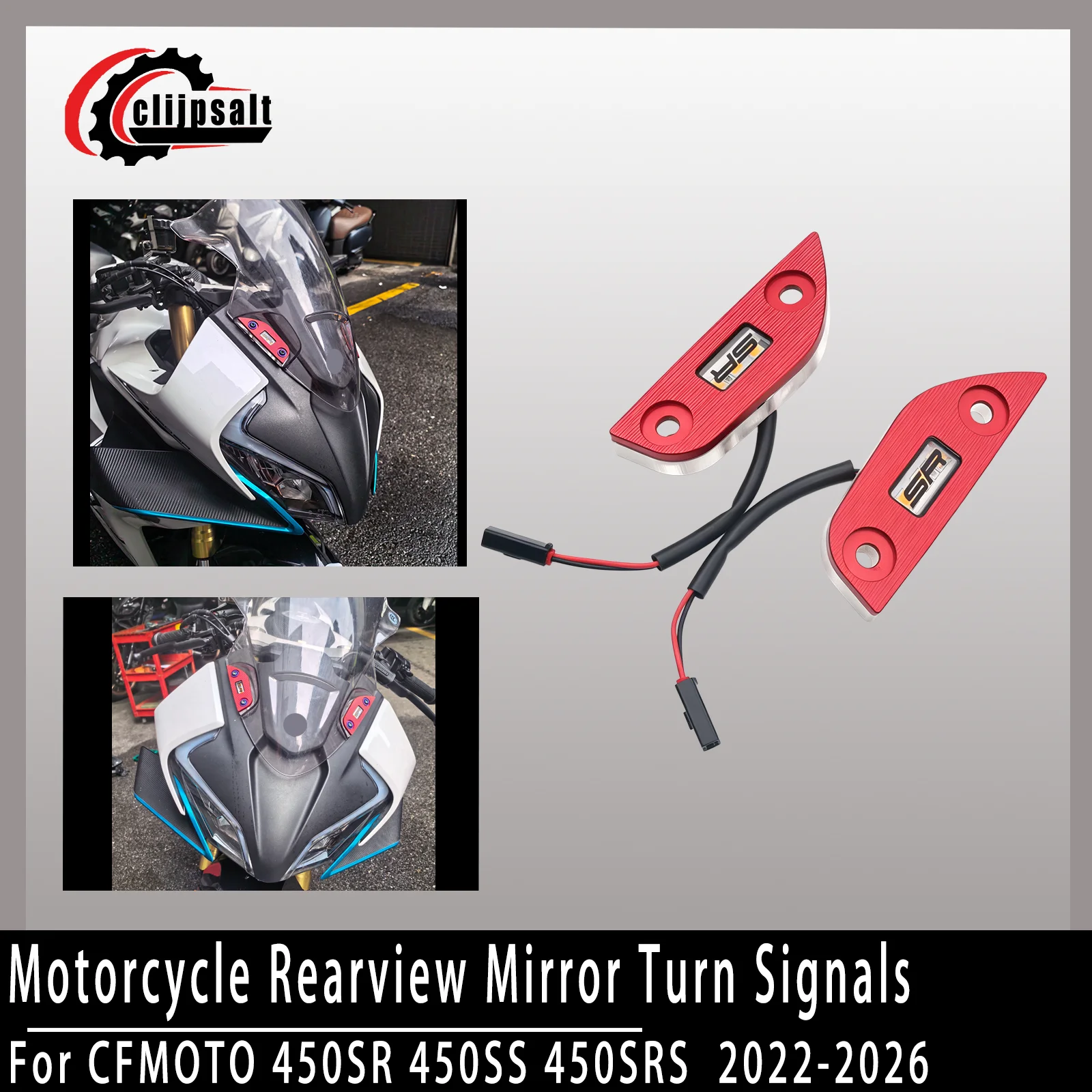 For CFMOTO 450SR 450SS 450SRS 450SR  2022-2026motorcycle Indicator Blinkers Invisible Turn Signal Light Mirror Base Plate