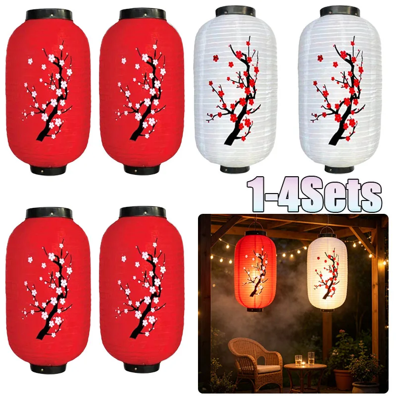 12Inch Winter Melon Lantern Outdoor Waterproof Silk Plum Blossom Japanese Korean Foldable Peach New Year Party Decor Prop Use