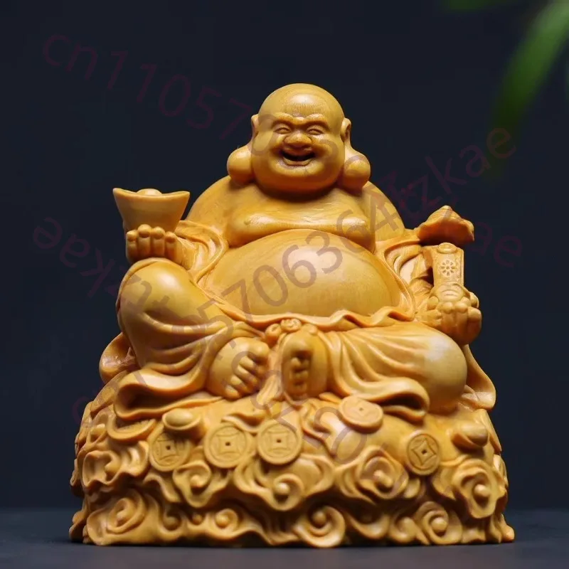 

Статуэтка Будды-Майтреи, смеющегося Будды, резная деревянная скульптура для декора дома и офиса, подарок для процветания