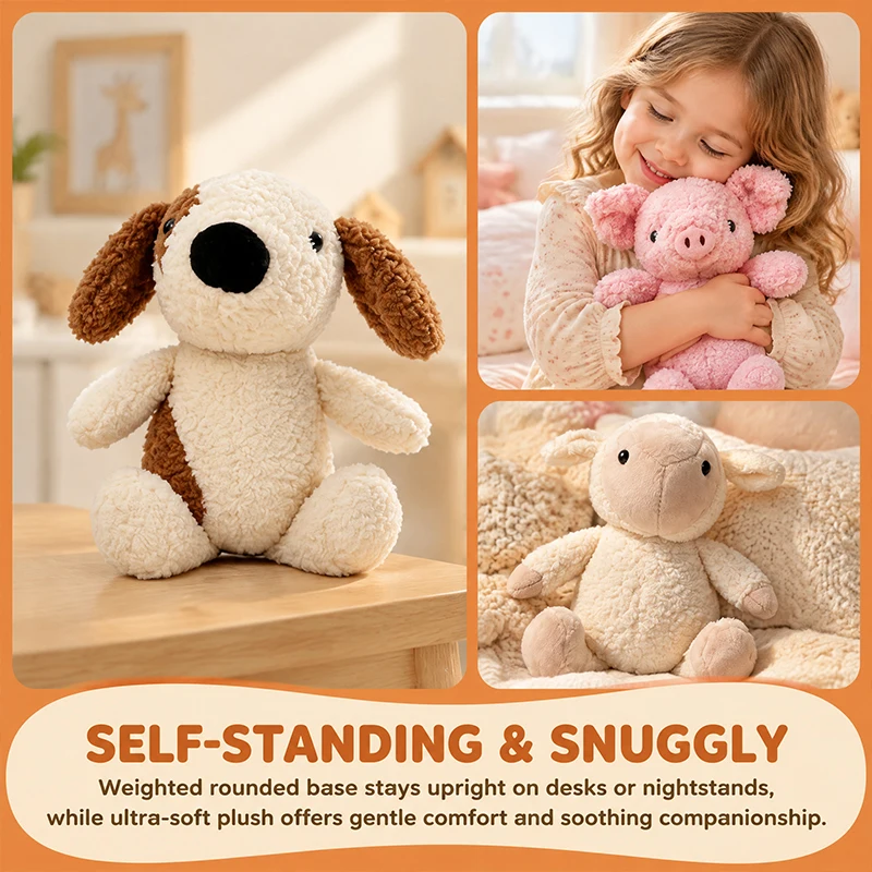 8 Pcs Petting Zoo Stuffed Animal Plush Toy Soft Bunny Penguin Duck Piglet Elephant Lamb Puppy - Spring Gift for Kids Collectible