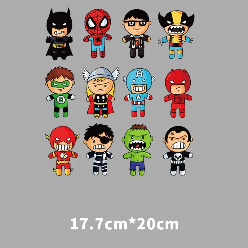 Disney Marvel superhero Spiderman Hulk Iron Man Deadpool Cartoon Iron on Heat Transfer Patches Stickers Clothes Accessories Gift