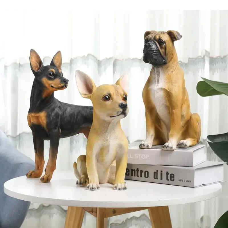 

Resin Dog Ornaments Animal Figurines Statue Living Room Decorations Home Accessories Sculpture Crafts Simulated Statuette