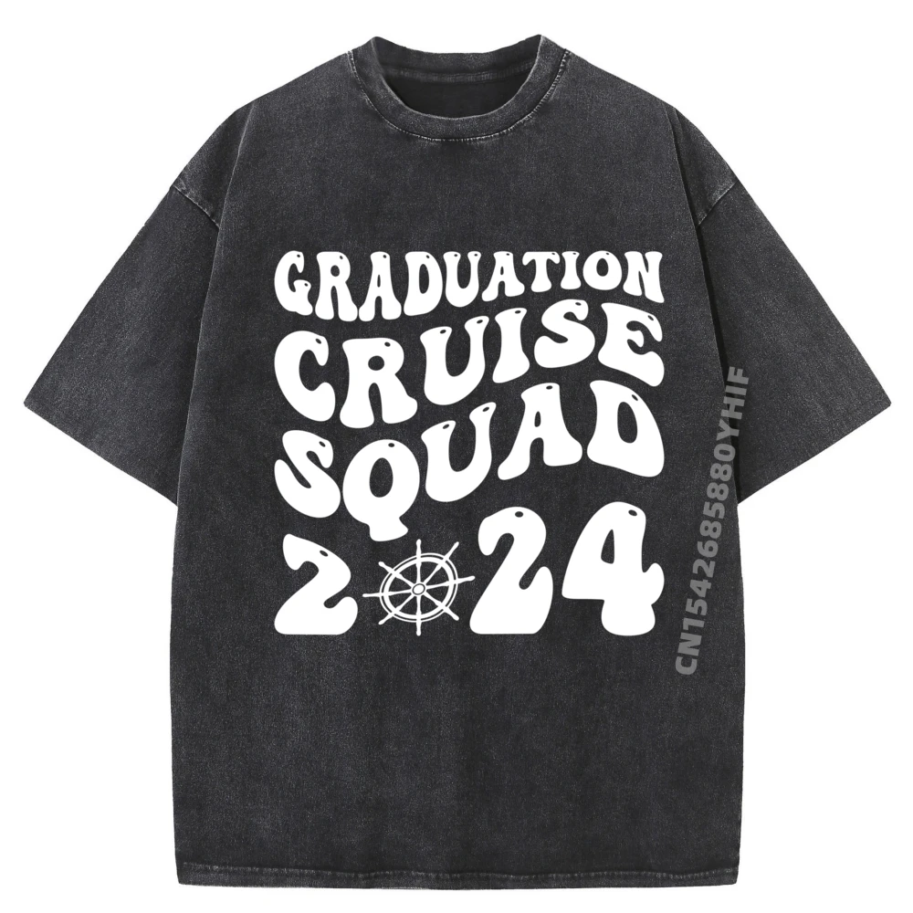 

Graduation Cruise Squad 2024 Cruising Graduation Trip Anime T Shirts Washed Short Sleeve Tee T-shirts New Years Eve