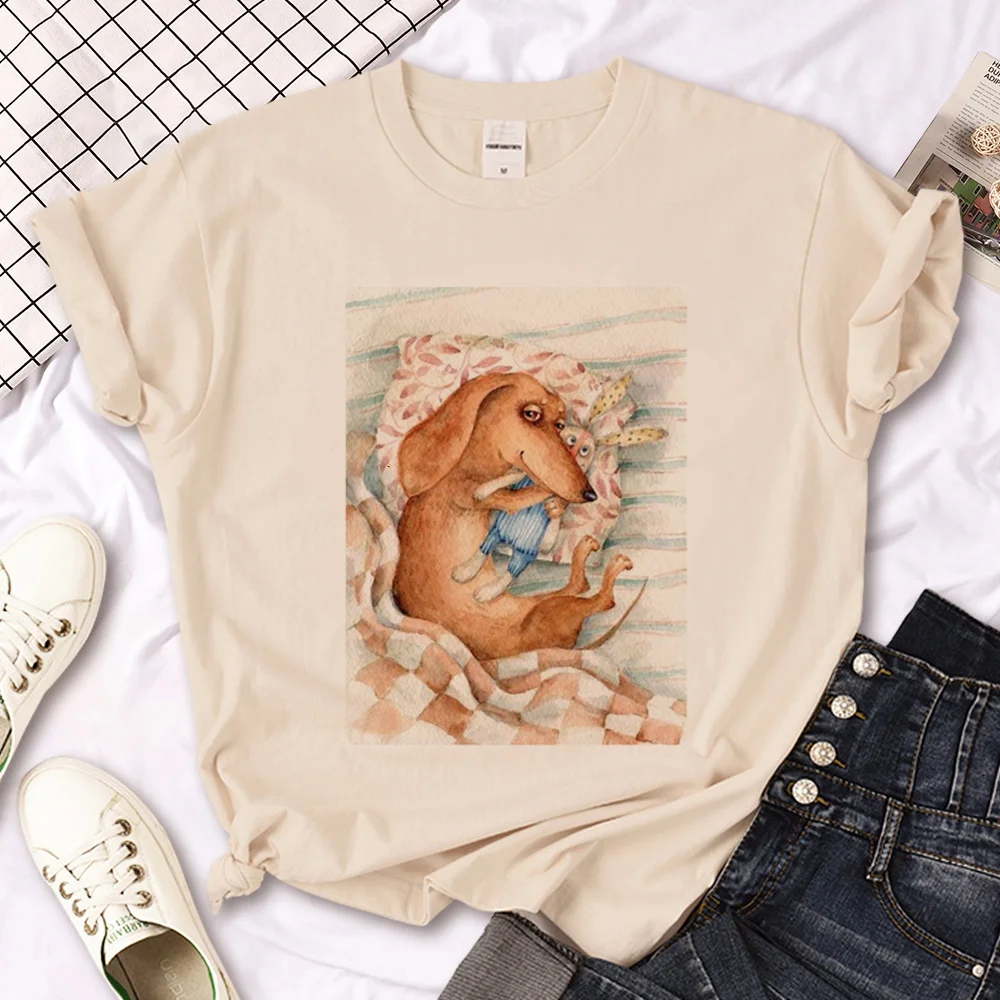 Dachshund t-shirts women manga t shirt female funny y2k 2000s clothing