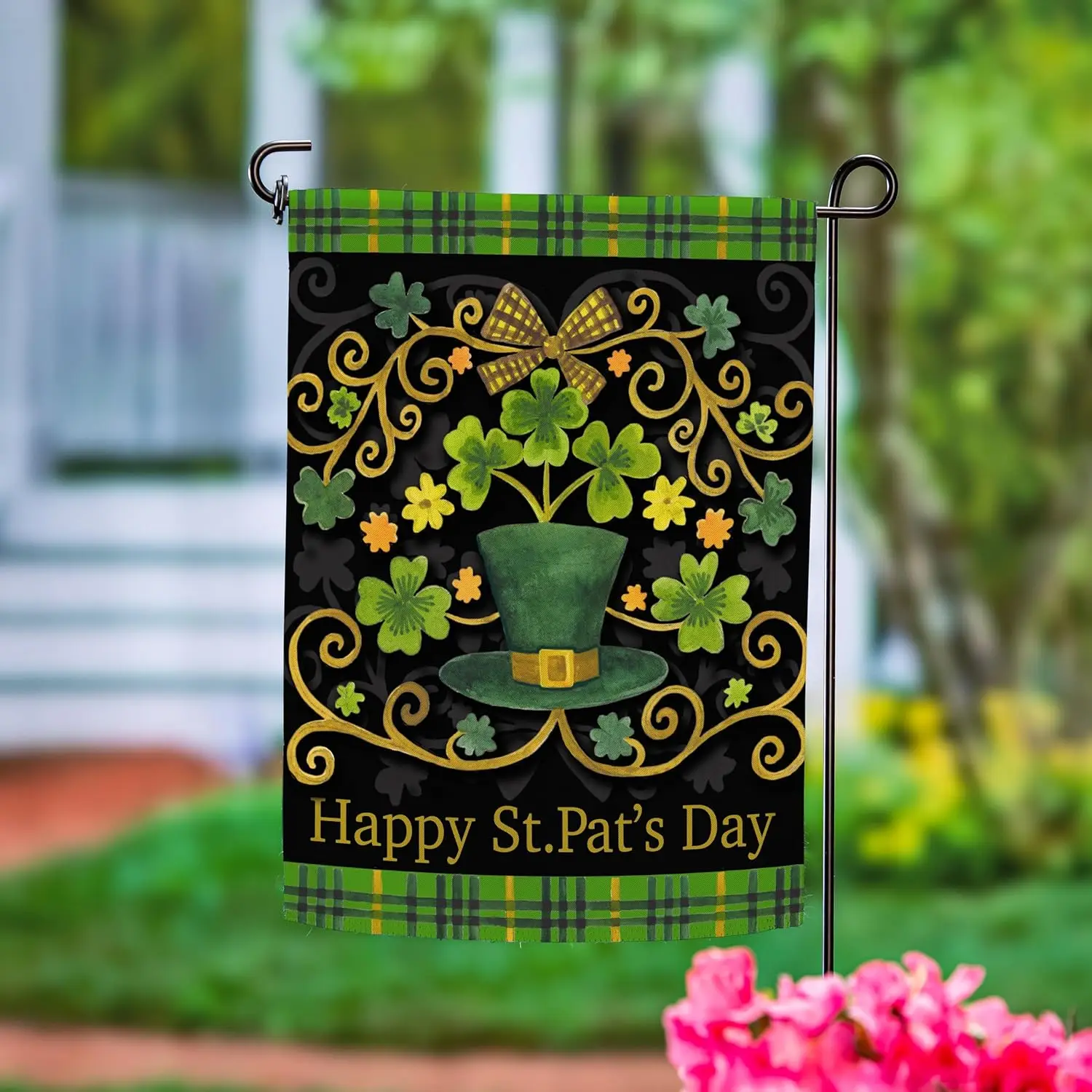 Evergreen St. Patrick's Day Ornate Suede Garden Flag 12x18 Double Sided, All Weather Flags For Outside House, Welcome Sp WWP