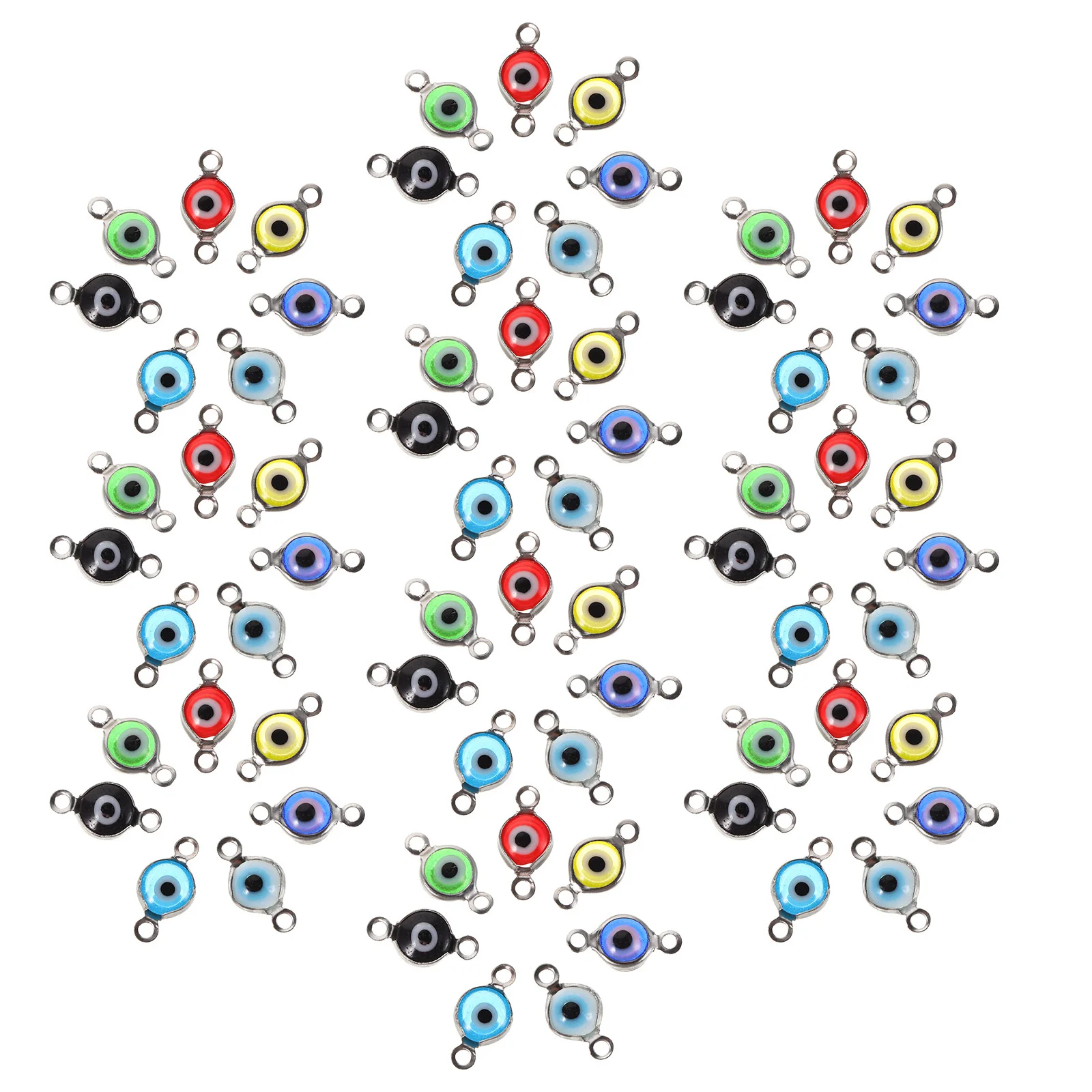 

70Pcs Evil Eye Pendant Stainless Steel Round Connector Charms for DIY Jewelry Making Bracelet Necklace Earring Craft Supplies