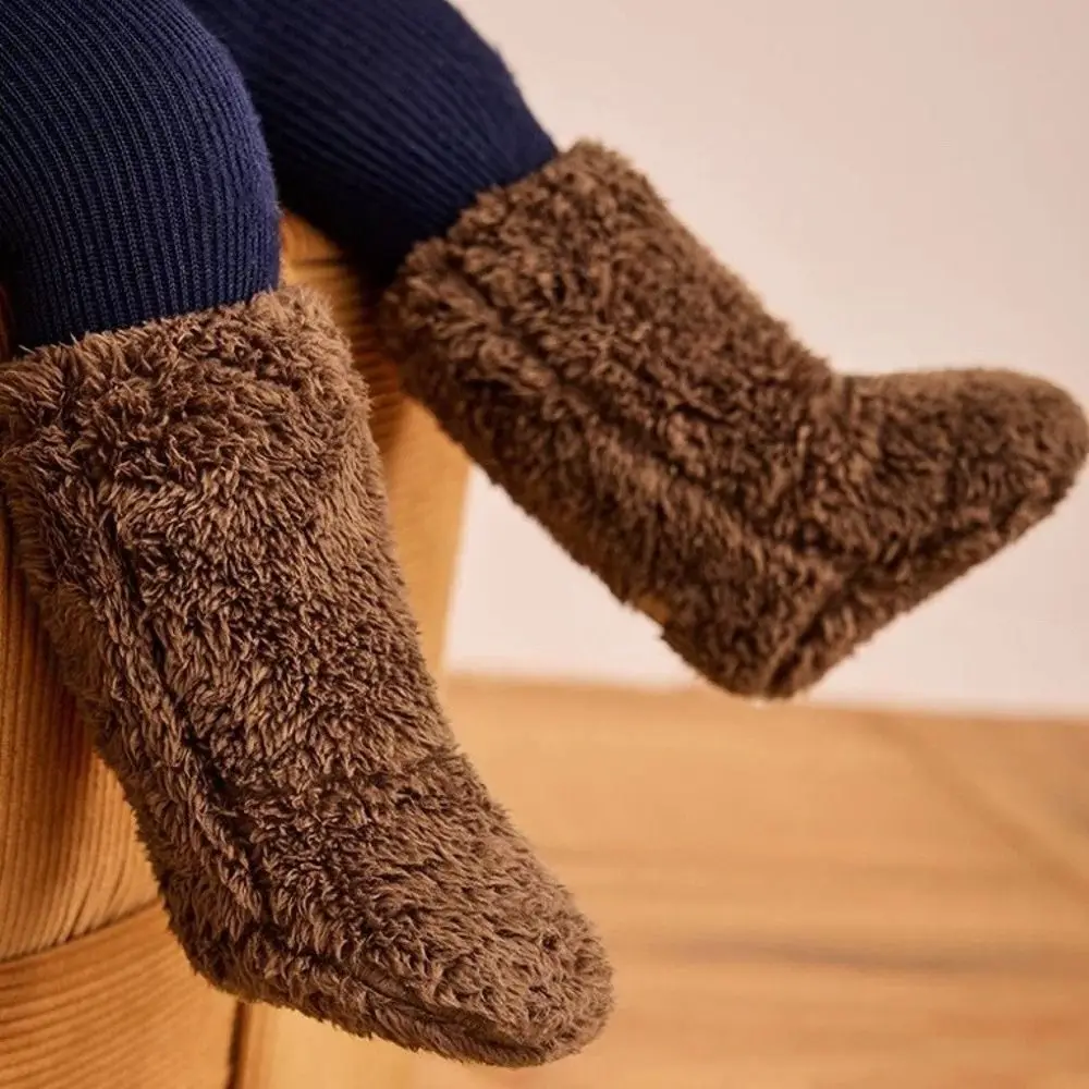 Casual Thickened Newborn Socks Anti-slip Solid Color Floor Socks Warm Foot Warmer Infant Winter