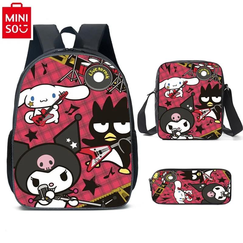 MINISO 2024 Fashion New Cartoon Kuromi Backpack High Quality Nylon Large Capacity Storage Children's Backpack