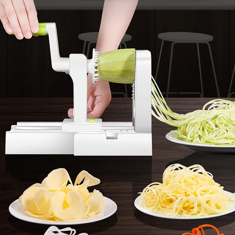 Vegetable Spiralizer with 5 Stainless Steel Blades Best Veggie Spiral Slicer Curly Fry Chopper Cutter Pasta Spaghetti Maker