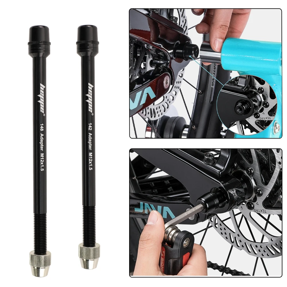 HEPPE MTB Bike Trainer Thru Axle with 1/2/3/4mm Washers Bike Trainer Shaft Skewer 12x142 12x148 Trainer Quick Release Adapter