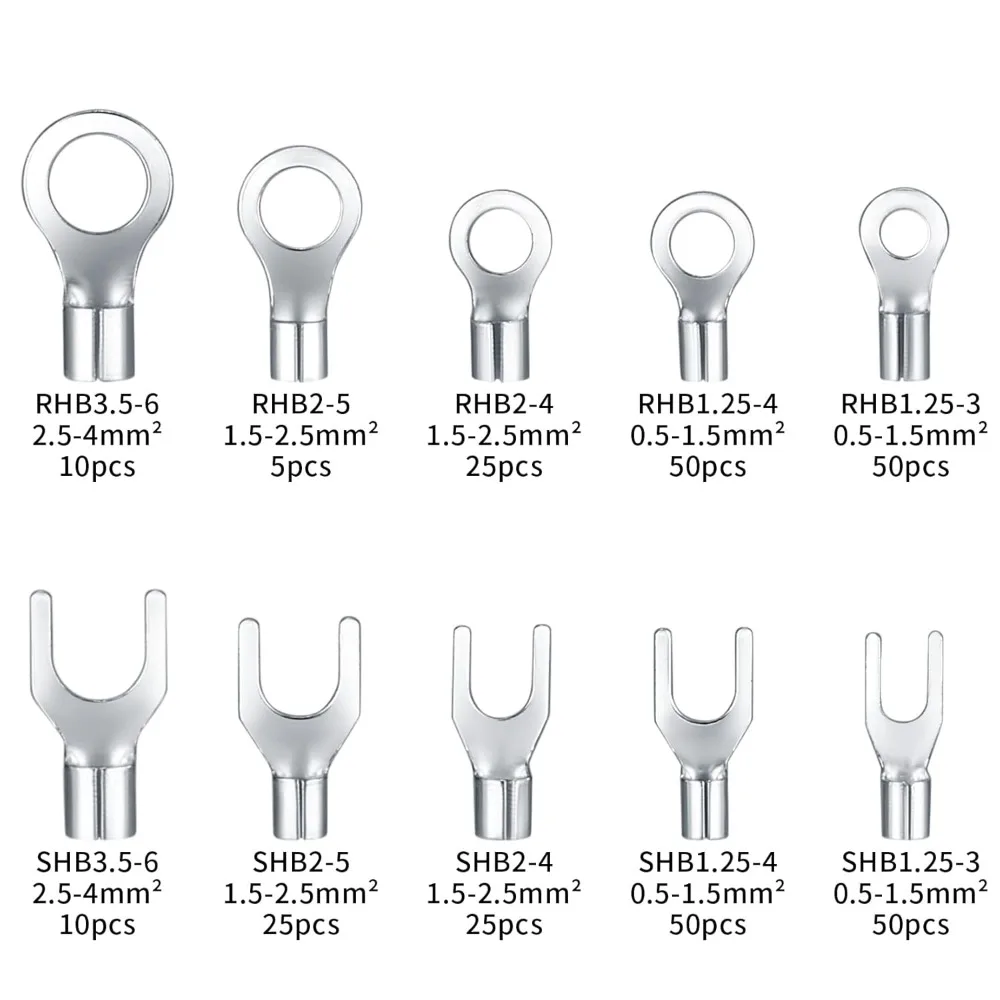 320PCS Non-Insulated Ring Fork Terminals Kit, Tinned Copper Crimp Wire Connectors AWG 22-10, Auto Battery Cable Lug Lugs